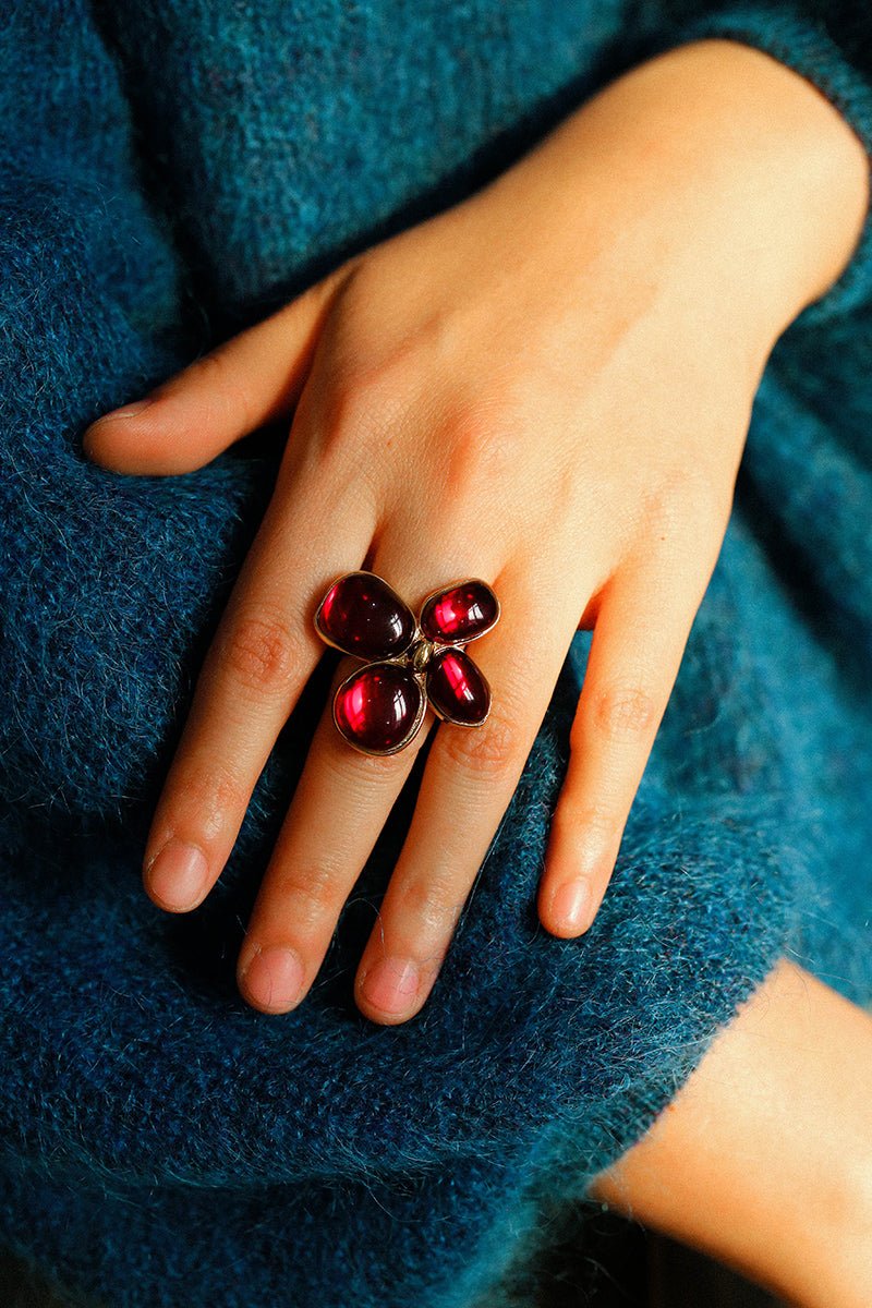 Lilac Blossom Red Glass Ring - floysun