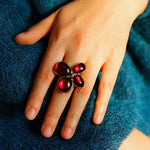Lilac Blossom Red Glass Ring - floysun