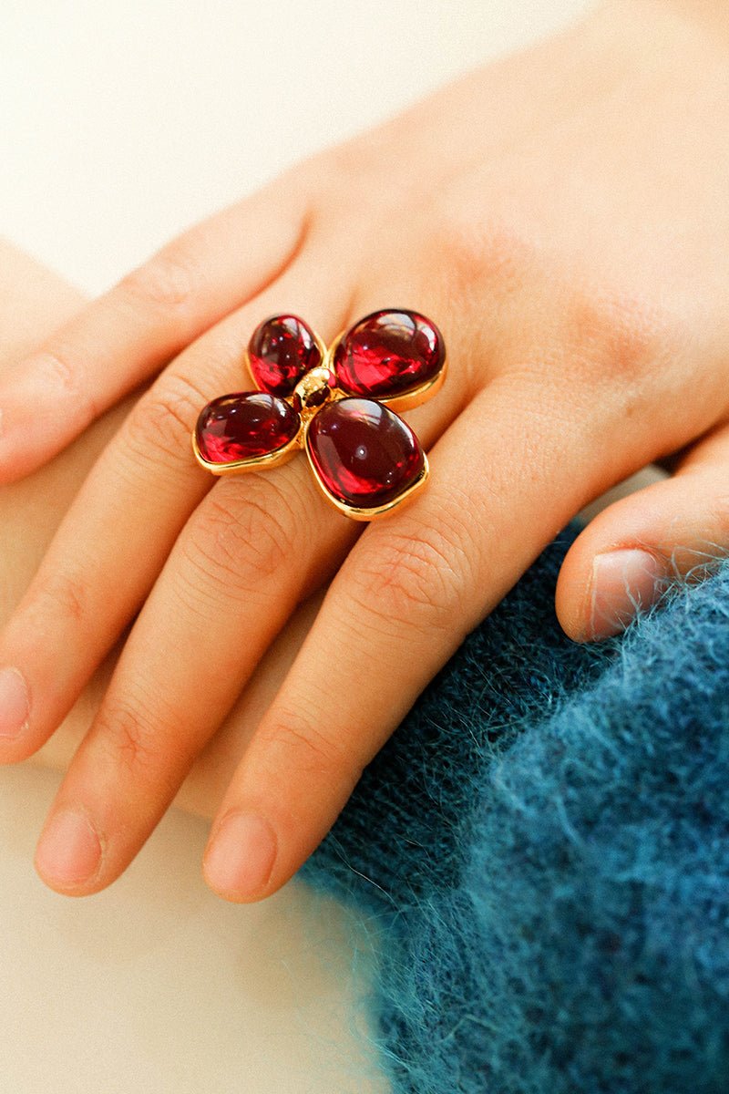 Lilac Blossom Red Glass Ring - floysun