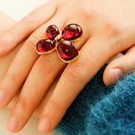 Lilac Blossom Red Glass Ring - floysun