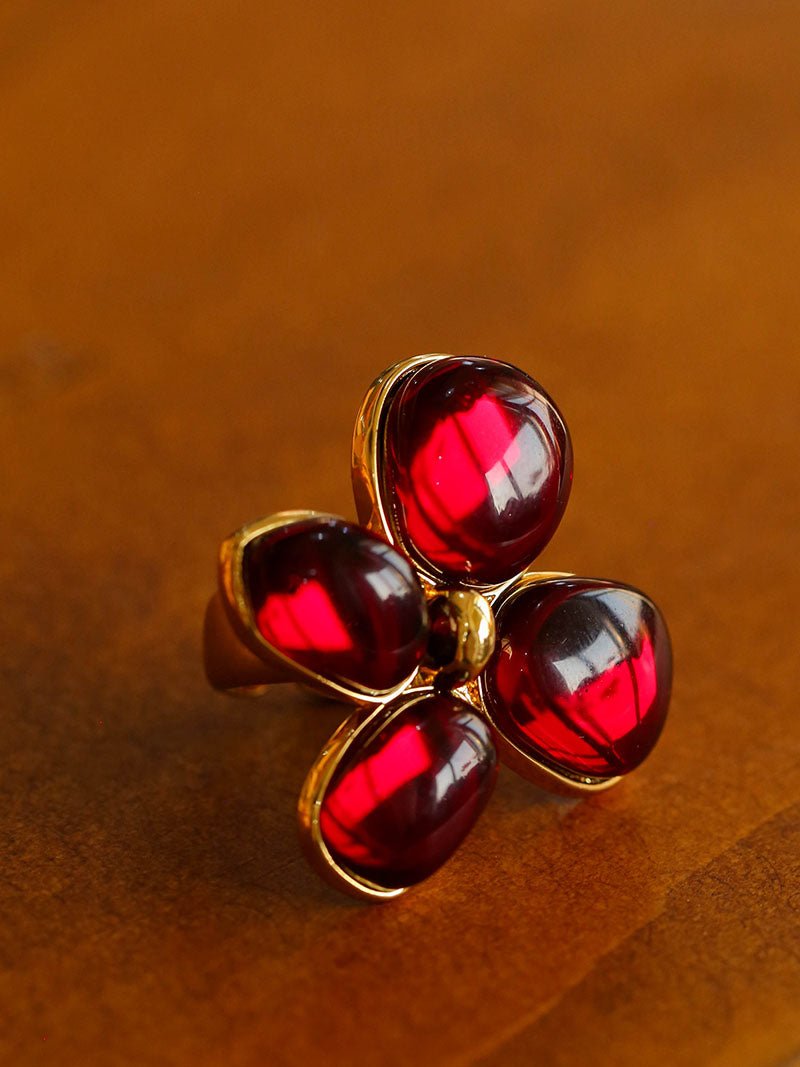 Lilac Blossom Red Glass Ring - floysun