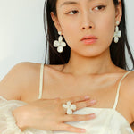 Lilac Blossom White Mother - of - Pearl Earrings - floysun