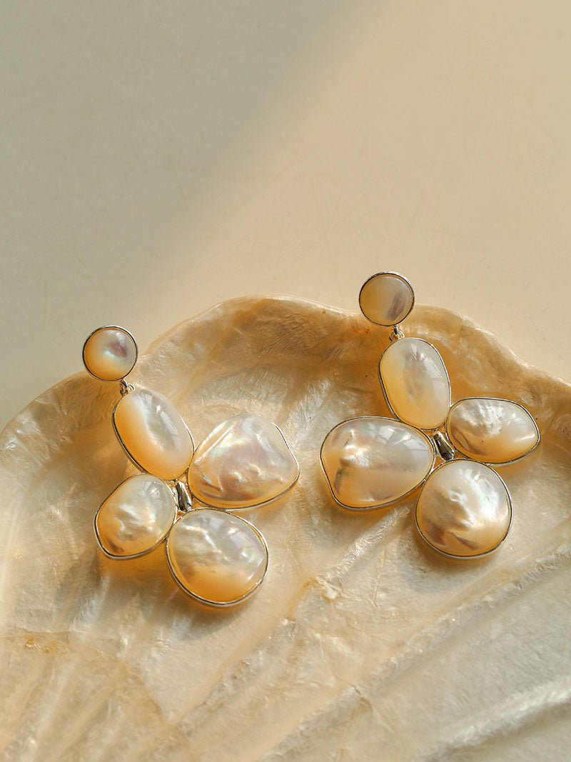 Lilac Blossom White Mother - of - Pearl Earrings - floysun