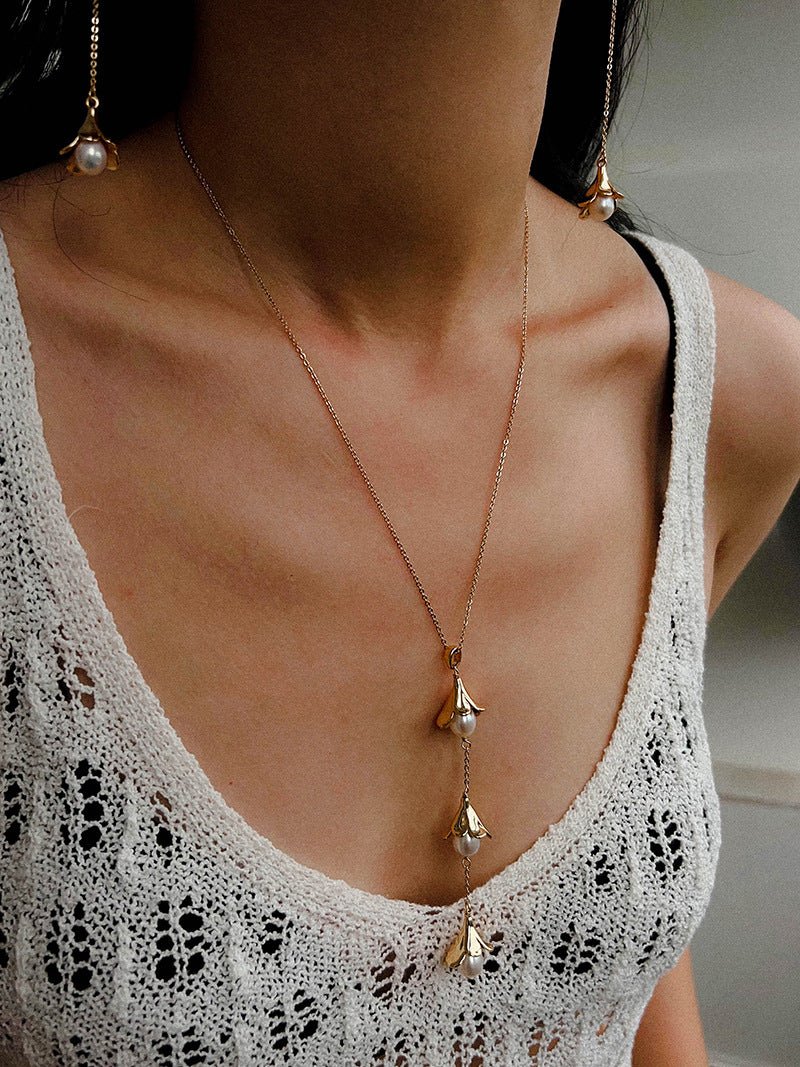 Lily of the Valley Pearl Y Necklace - floysun