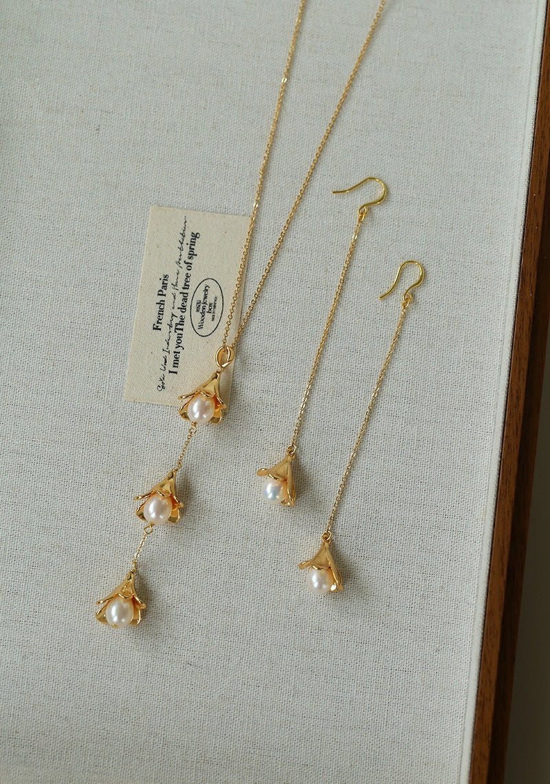 Lily of the Valley Pearl Y Necklace - floysun