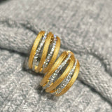 LinAura Brushed Pavé Bar Stud Earrings - floysun