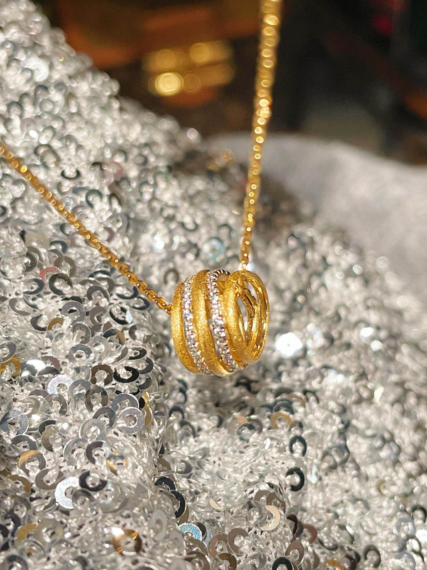 LinAura Pavé Pendant Necklace – Brushed Linear Charm - floysun