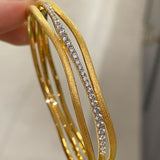 LinAura Textured Line & Pavé Diamond Cuff Bangle - floysun