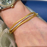 LinAura Textured Line & Pavé Diamond Cuff Bangle - floysun