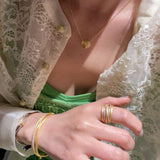 LinAura Textured Line & Pavé Diamond Cuff Bangle - floysun