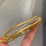 LinAura Textured Line & Pavé Diamond Cuff Bangle - floysun