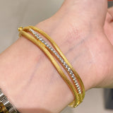LinAura Textured Line & Pavé Diamond Cuff Bangle - floysun