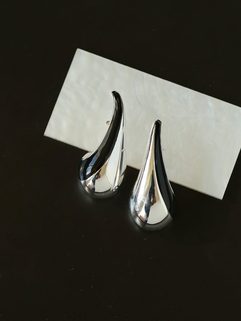 Line Enamel Waterdrop Earrings Red & Black - floysun
