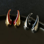 Line Enamel Waterdrop Earrings Red & Black - floysun