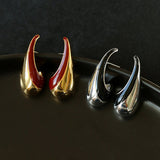 Line Enamel Waterdrop Earrings Red & Black - floysun