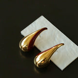 Line Enamel Waterdrop Earrings Red & Black - floysun