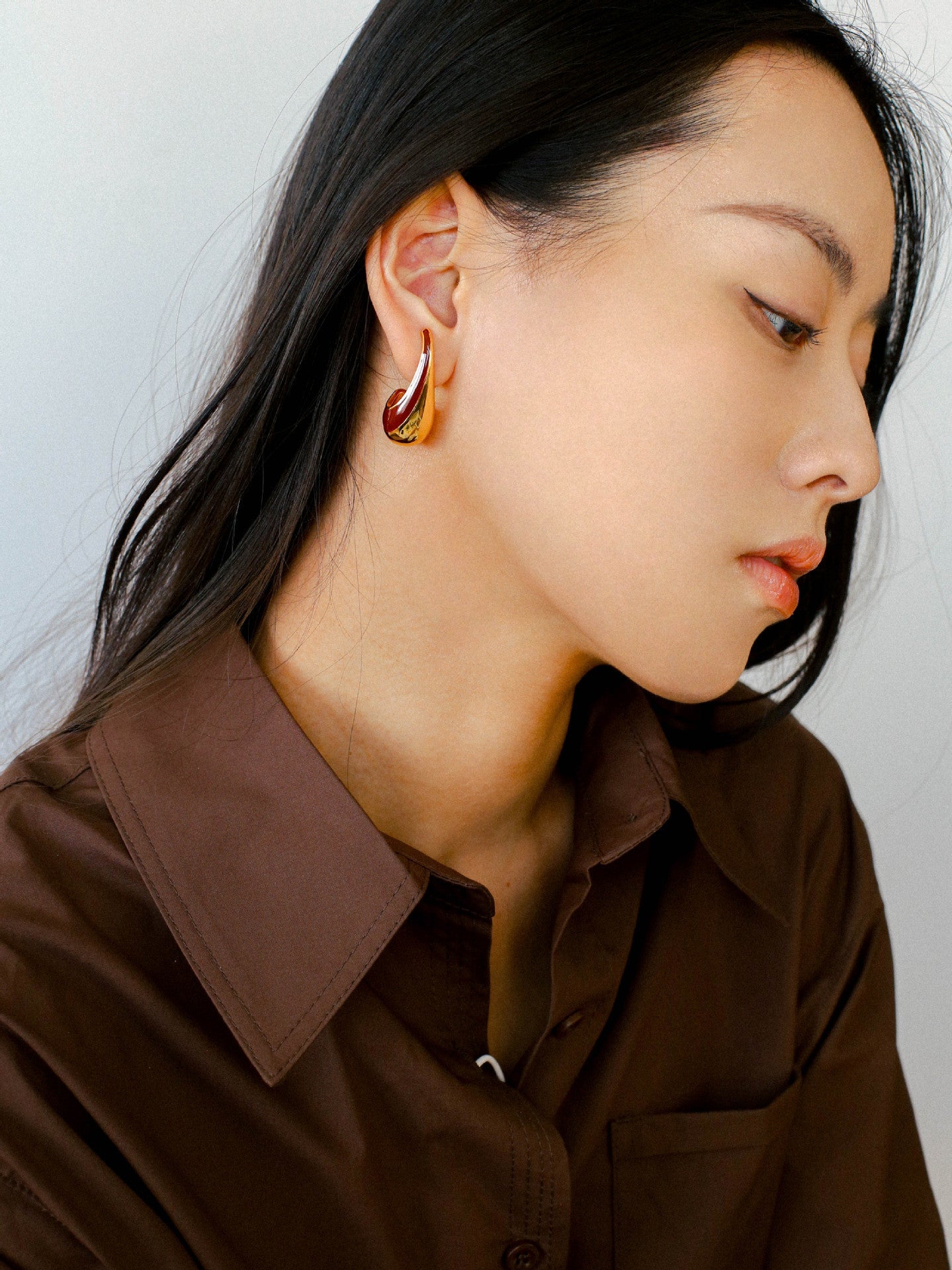 Line Enamel Waterdrop Earrings Red & Black - floysun