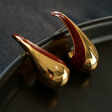 Line Enamel Waterdrop Earrings Red & Black - floysun