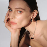 Line Enamel Waterdrop Earrings Red & Black - floysun