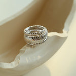 Line Threaded Wide 925 Silver Ring - floysun