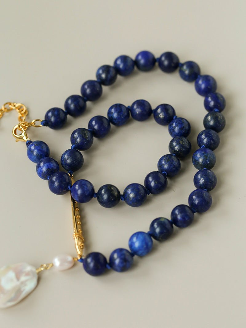 Little Fish Lapis Lazuli & Baroque Pearl Necklace - floysun