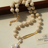 Little Fish White Fossil & Baroque Pearl Necklace - floysun