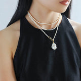 Long Baroque Pearl Pendant Necklace with Rice Pearls - floysun