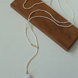 Long Baroque Pearl Pendant Necklace with Rice Pearls - floysun