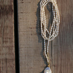 Long Baroque Pearl Pendant Necklace with Rice Pearls - floysun