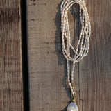 Long Baroque Pearl Pendant Necklace with Rice Pearls - floysun