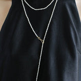 Long Baroque Pearl Pendant Necklace with Rice Pearls - floysun