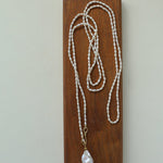 Long Baroque Pearl Pendant Necklace with Rice Pearls - floysun