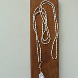 Long Baroque Pearl Pendant Necklace with Rice Pearls - floysun