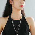 Long Baroque Pearl Pendant Necklace with Rice Pearls - floysun