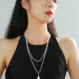 Long Baroque Pearl Pendant Necklace with Rice Pearls - floysun