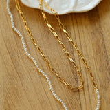 Long Chain Link Mini Freshwater Pearl Necklace Type D