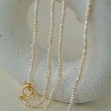 Long Minimalist Irregular Pearl OT Clasp Necklace Sweater Chain - floysun