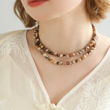 Long Multi - Colored Gemstone Beaded Necklace - floysun