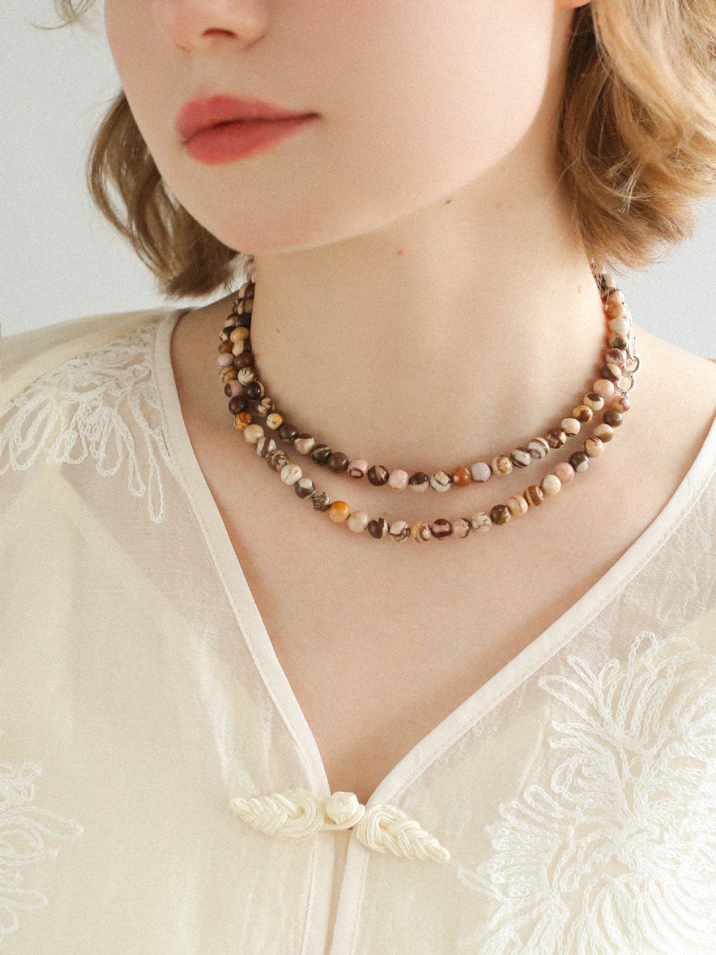 Long Multi - Colored Gemstone Beaded Necklace - floysun
