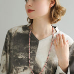 Long Multi-Colored Gemstone Beaded Necklace - floysun