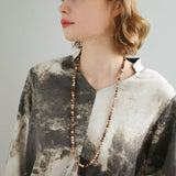 Long Multi-Colored Gemstone Beaded Necklace - floysun