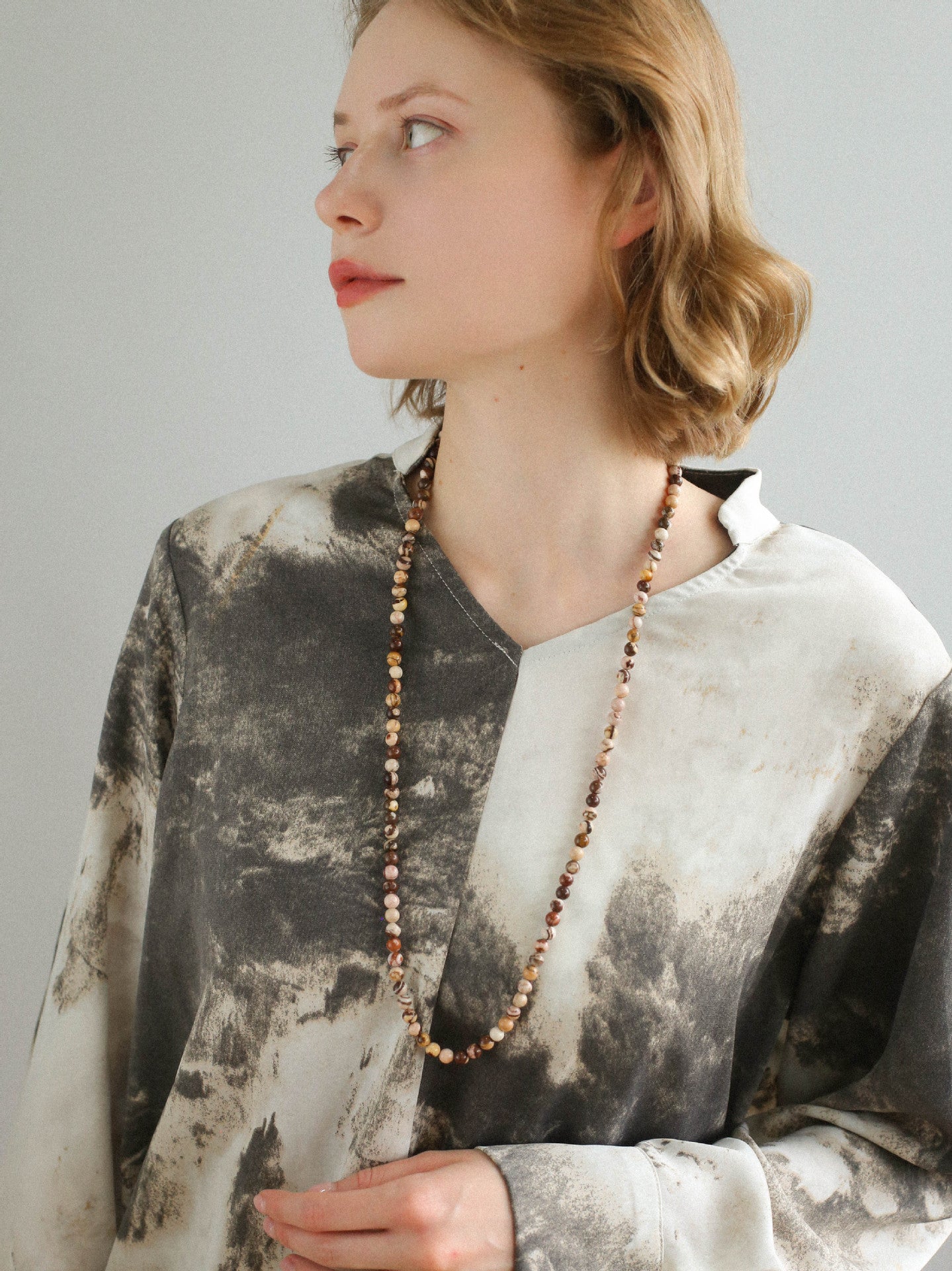Long Multi-Colored Gemstone Beaded Necklace - floysun