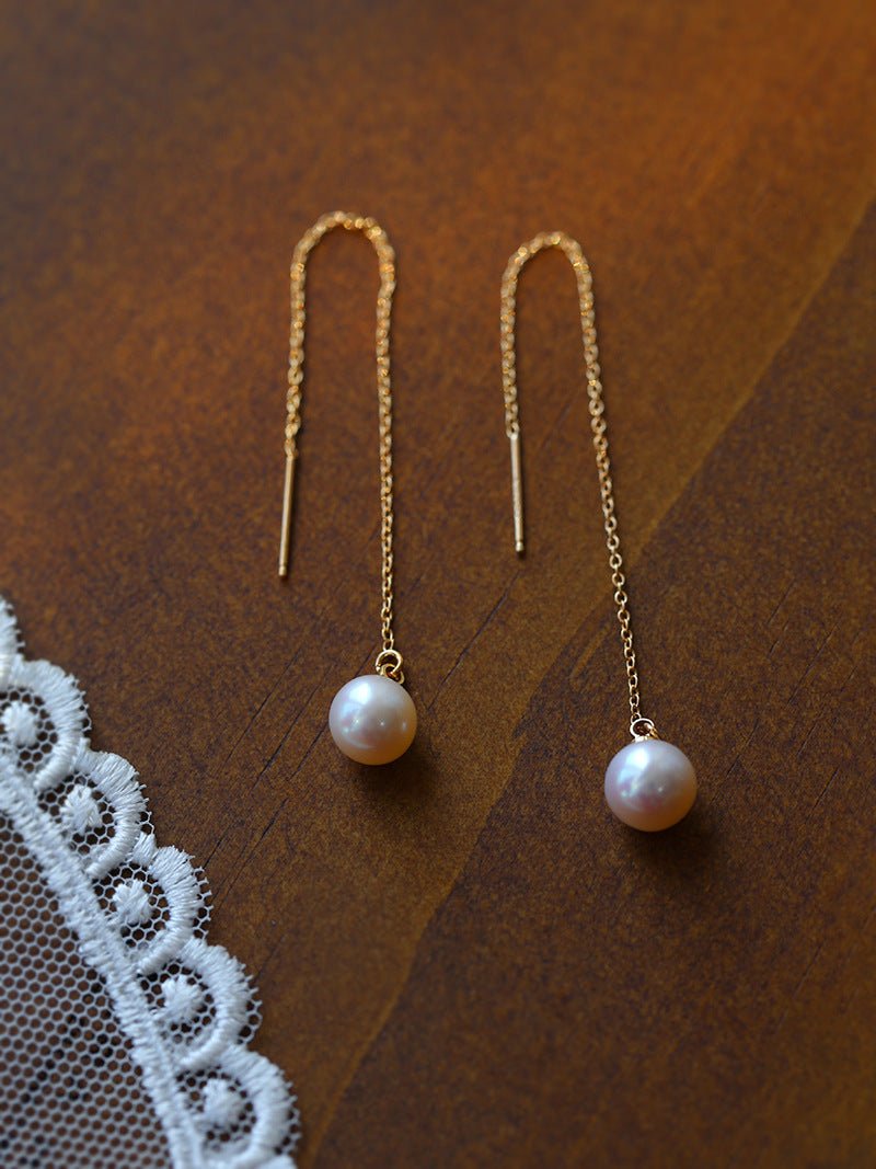 Long Pearl Threader Drop Earrings - floysun