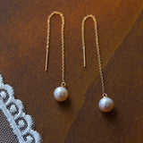 Long Pearl Threader Drop Earrings - floysun