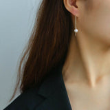 Long Pearl Threader Drop Earrings - floysun