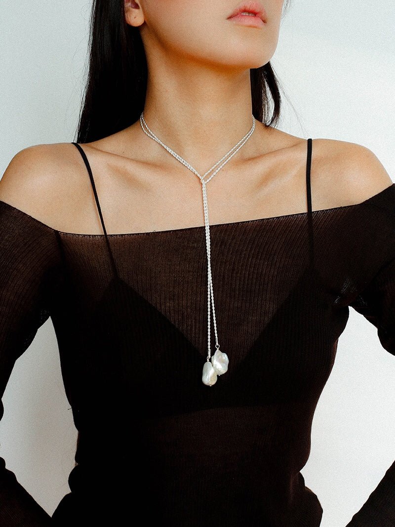 Long Twisted Chain Vintage Baroque Pendant Necklace - floysun
