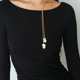 Long Twisted Chain Vintage Baroque Pendant Necklace - floysun