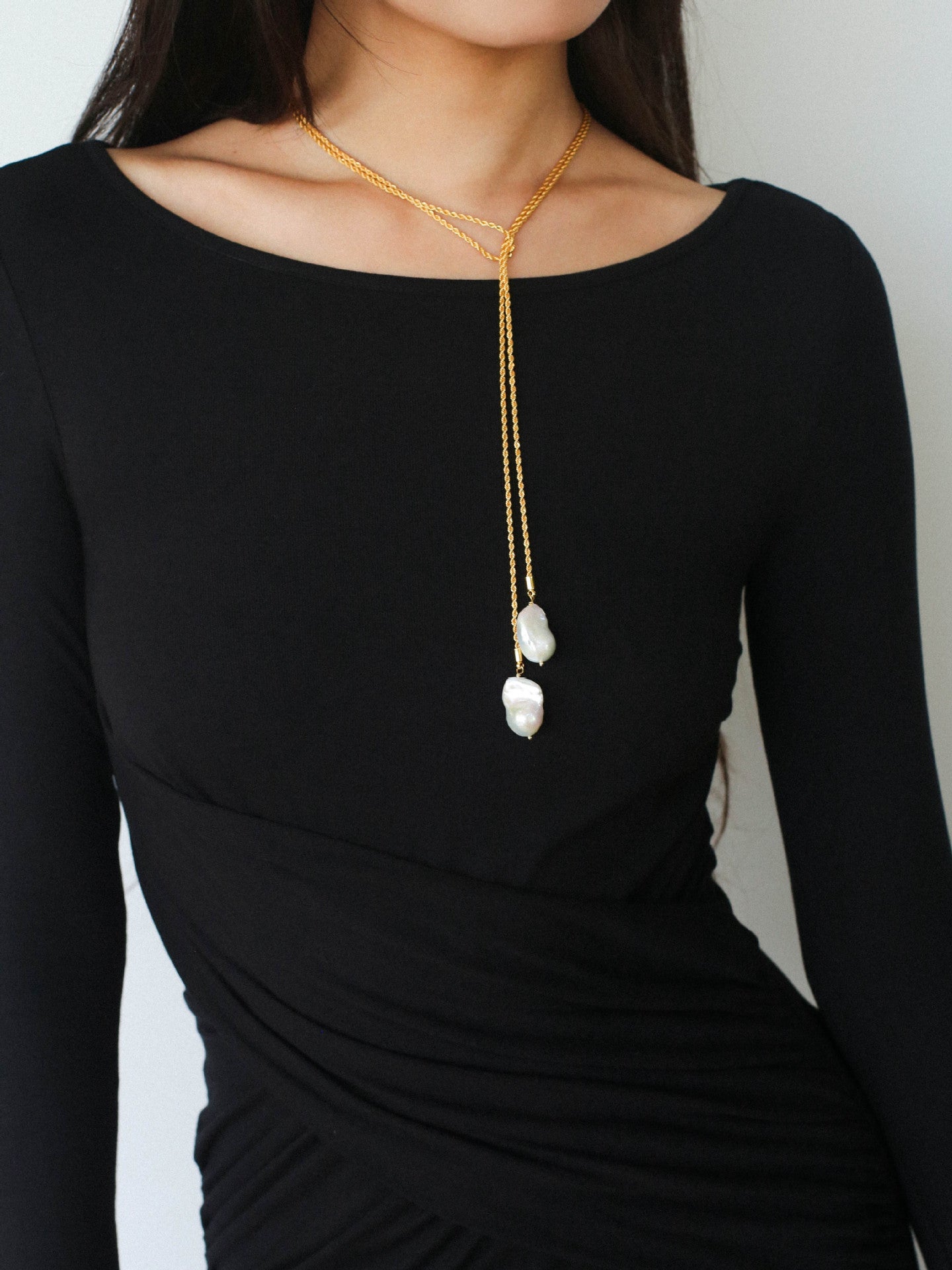 Long Twisted Chain Vintage Baroque Pendant Necklace - floysun