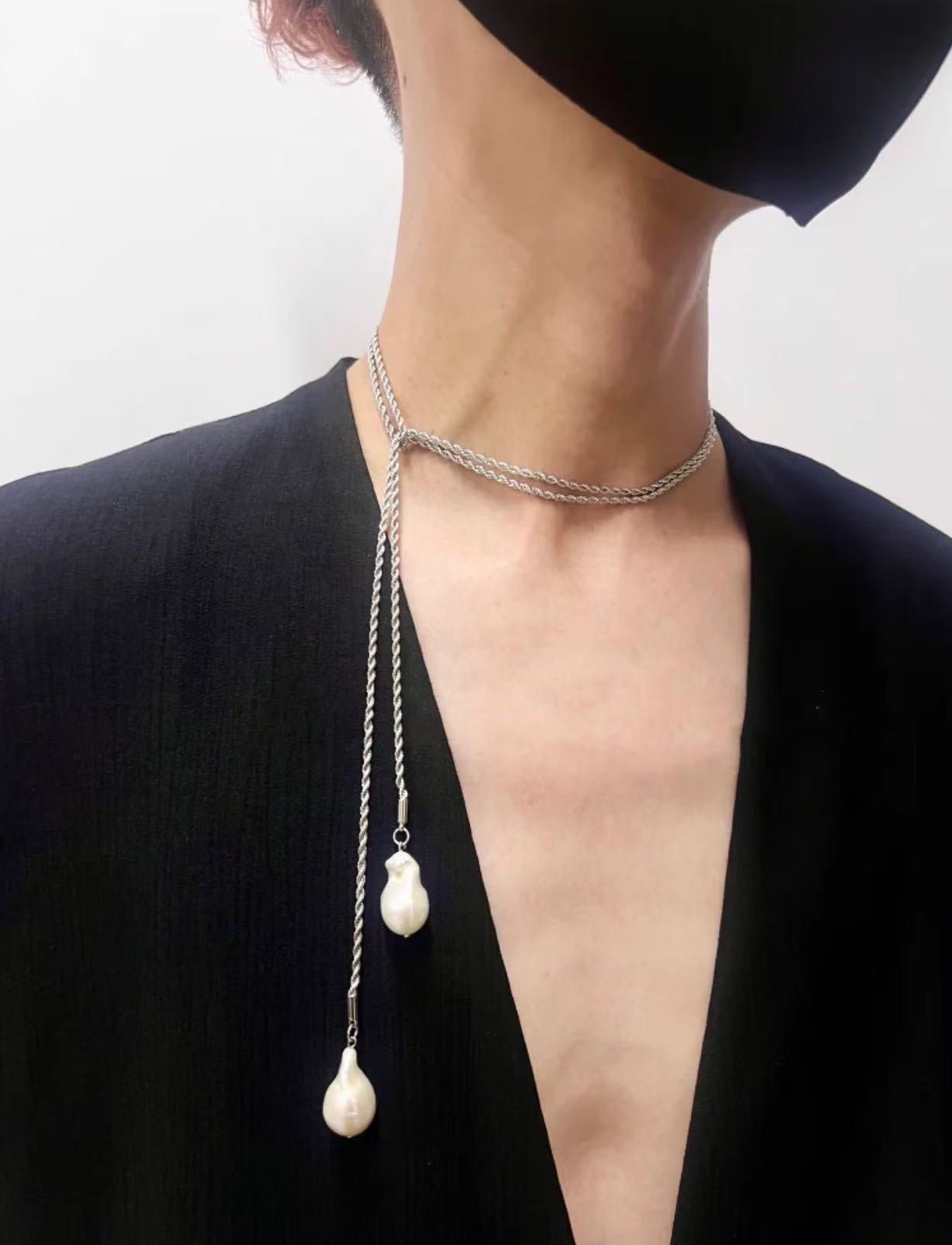 Long Twisted Chain Vintage Baroque Pendant Necklace - floysun