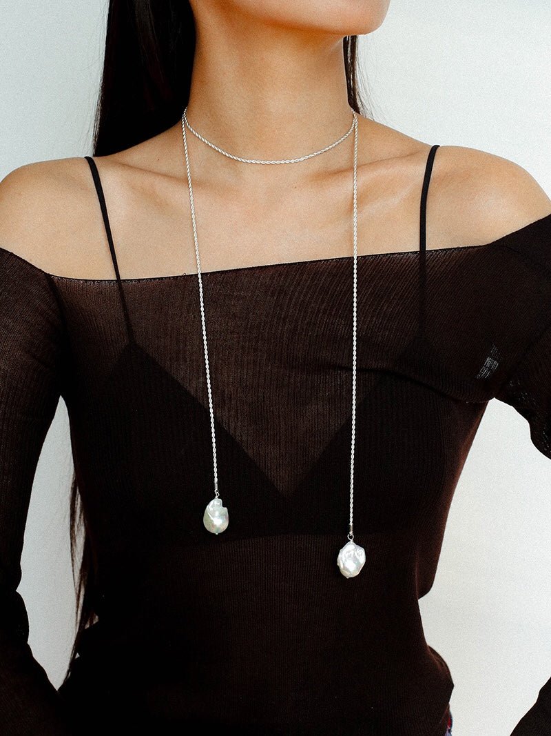 Long Twisted Chain Vintage Baroque Pendant Necklace - floysun